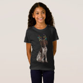 T-Shirt Chien de Noël de rennes de pointeur germanique (Devant entier)