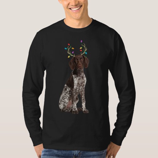 T-shirt Chien de Noël de rennes de pointeur germanique (Devant)