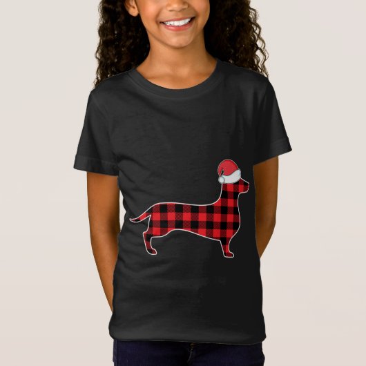 T-Shirt Chien de Noël Décorations Red Plaid Buffalo (Devant)