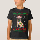 T-shirt Chien de Noël français, lustre moche de Noël (Devant)