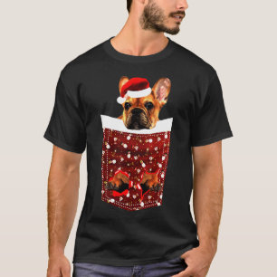 T-shirt Chien de Noël Français Poche de Chien de Noël