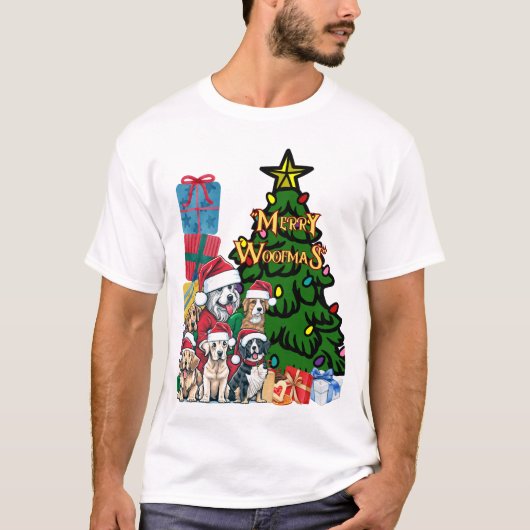 T-shirt Chien de Noël mignon (Devant)
