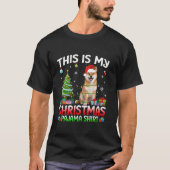 T-shirt Chien de Noël Père Noël Shiba Inu chèvre Lumières (Devant)