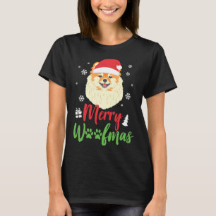 T-shirt Chien de Noël Pomeranian Merry Woofmas