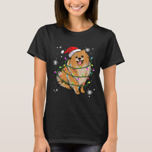 T-shirt Chien de Noël Poméranie Lumière Chien de Noël Père
