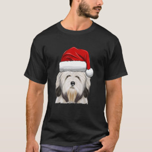 T-shirt Chien de Noël Santa Hat Lowchen