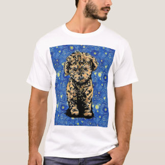 T-shirt Chien de nuit Starry Chien Chien Chiot Poodle