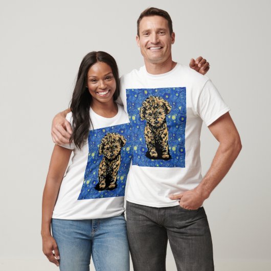 T-shirt Chien de nuit Starry Chien Chien Chiot Poodle (Unisexe)