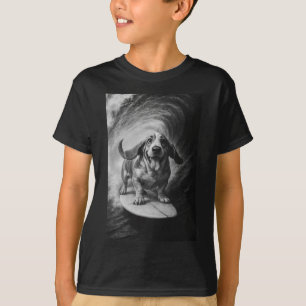 T-shirt Chien de pari de surf drôle selfie sur planche de