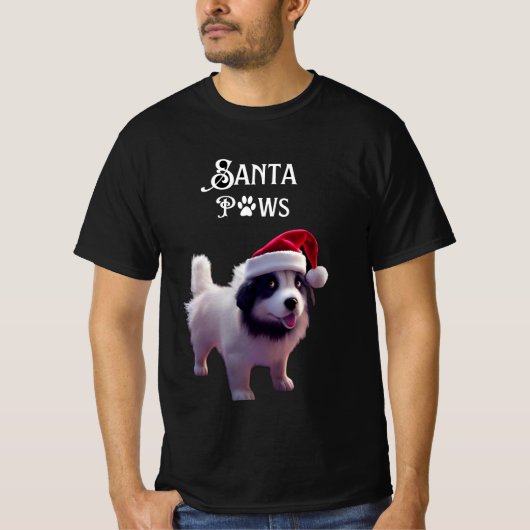 T-shirt Chien de Père Noël Paws de Noël (Devant)