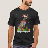 T-shirt Chien de Père Noël Reindeer Lumières Noël Whippet  (Devant)
