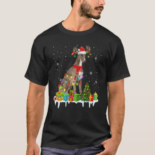 T-shirt Chien de Père Noël Reindeer Lumières Noël Whippet 