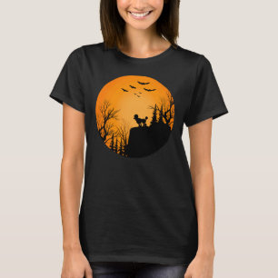T-shirt Chien De Poiche Dans La Lune Et Halloween