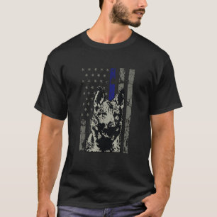 T-shirt Chien de police de la ligne bleue mince berger all