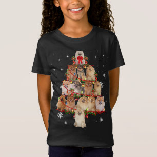 T-Shirt Chien de Poméranie feux de Noël Chien drôle Xma