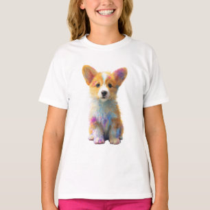 T-shirt Chien de race Corgi artistique aux couleurs vives