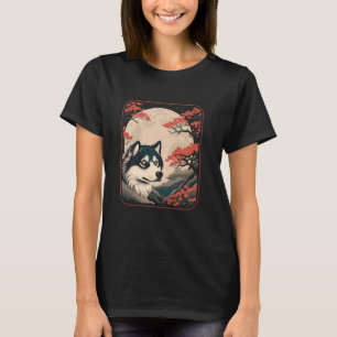 T-shirt Chien de race de la lune de cerisier - Husky de Si