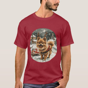T-shirt Chien de rennes de Noël de Poméranie
