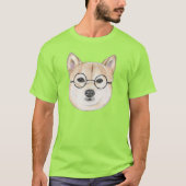 T-shirt Chien de Shiba Inu avec les verres ronds (Devant)