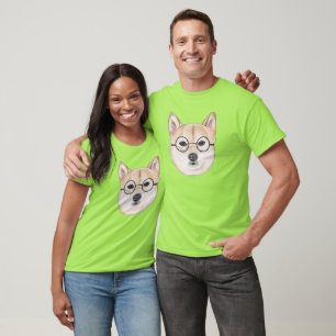 T-shirt Chien de Shiba Inu avec les verres ronds