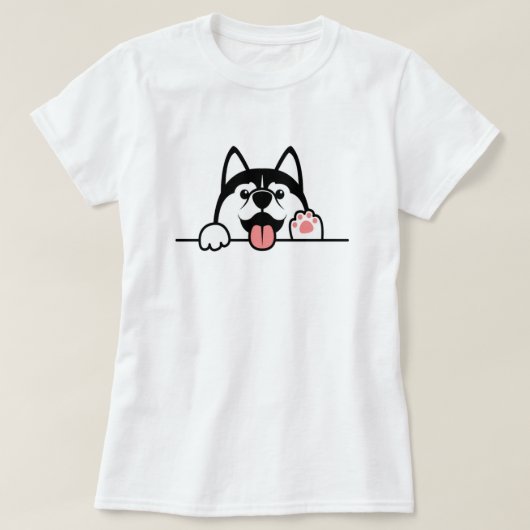 T-shirt Chien de Sibérie, Cute ramasse sur le mur, (Design devant)
