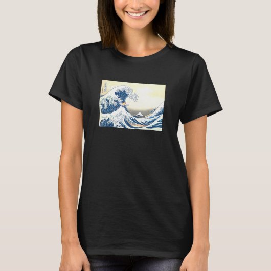 T-shirt Chien de surf corgi vague (Devant)