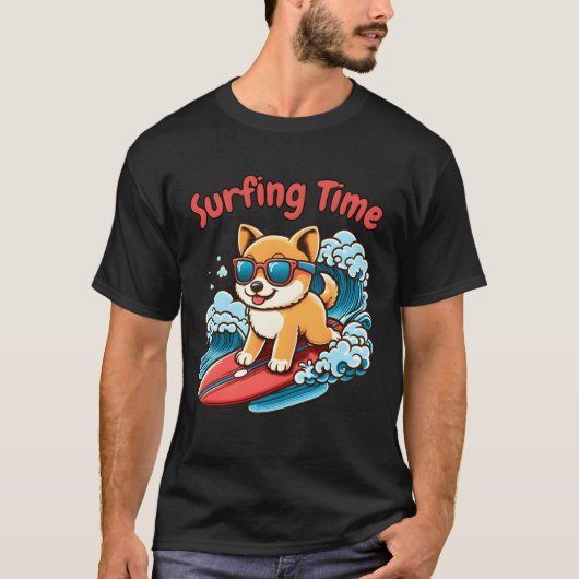 T-shirt Chien de surf drôle ami (Devant)