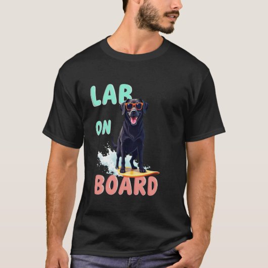 T-shirt Chien de surf Labrador noir cool (Devant)