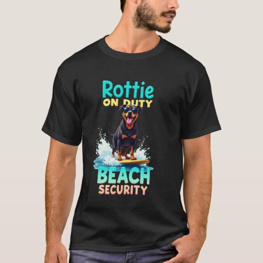 T-shirt Chien de surf Rottweiler cool (Devant)