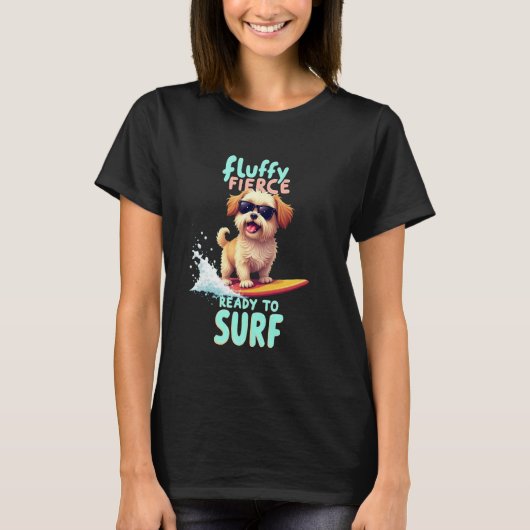 T-shirt Chien de surf Shih Tzu cool (Devant)