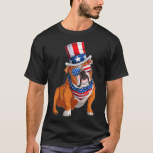 T-shirt Chien de taureau 4 juillet drapeau américain
