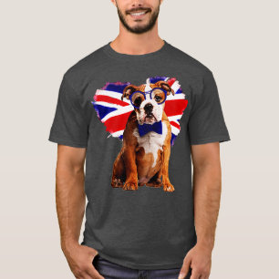 T-shirt Chien de taureau anglais en lunettes