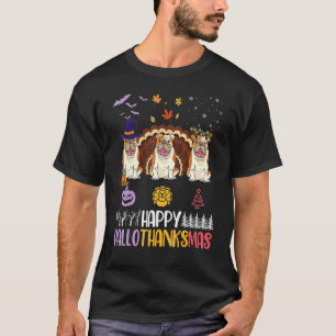 T-shirt Chien de taureau anglais Joyeux Halloween Thanksgi