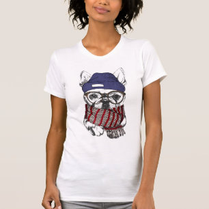 T-shirt Chien de Taureau de Français de hippie