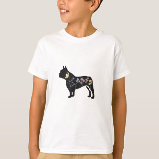 T-shirt Chien de taureau français fleur sauvage