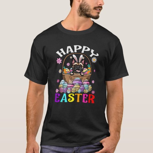 T-shirt Chien de taureau français Joyeux oeufs de lapin de (Devant)