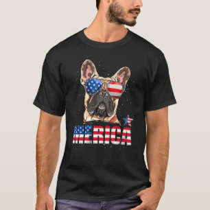 T-shirt Chien de taureau français Merica Usa Drapeau 4 jui
