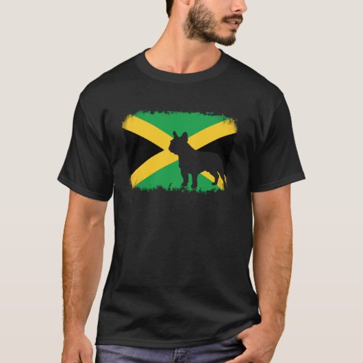 T-shirt Chien de taureau jamaïcain drapeau jamaïcain frenc (Devant)