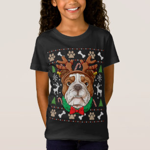T-Shirt Chien de taureaux anglais Vilain rennes de Noël An