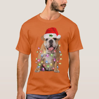 T-shirt Chien de taureaux Père Noël Christmas Tree Lights