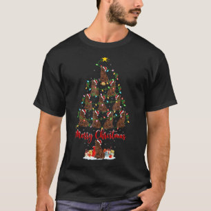 T-shirt Chien de Terre-Neuve Lumières de sapin de Noël Pèr