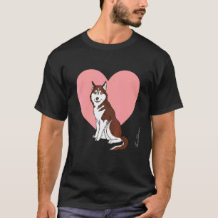 T-shirt Chien de Traîneau Rouge Husky Avec Coeur Fan Husky
