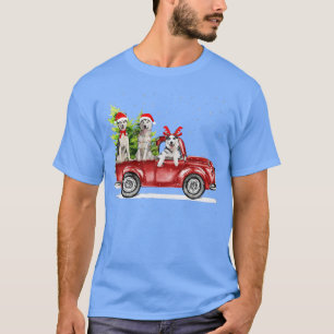 T-shirt Chien de traîneau sibérien Père Noël Camion Rouge