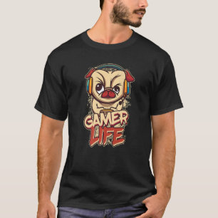 T-shirt Chien de vie de joueur Carlin Jeux Vidéo
