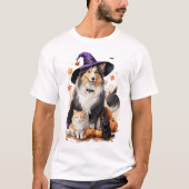T-shirt Chien d'Halloween et Citrouille (Devant)