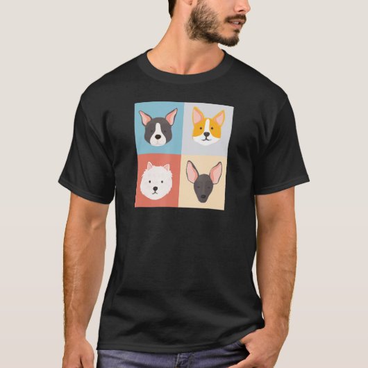 T-shirt Chien Différents Chien Race Artistique Pop Art Chi (Devant)