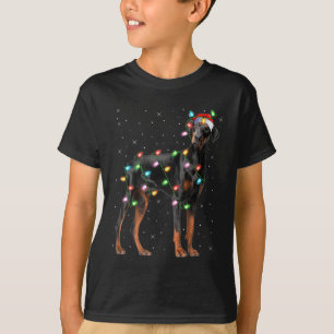T-shirt Chien Doberman Lumières de Noël Santa Animal de co
