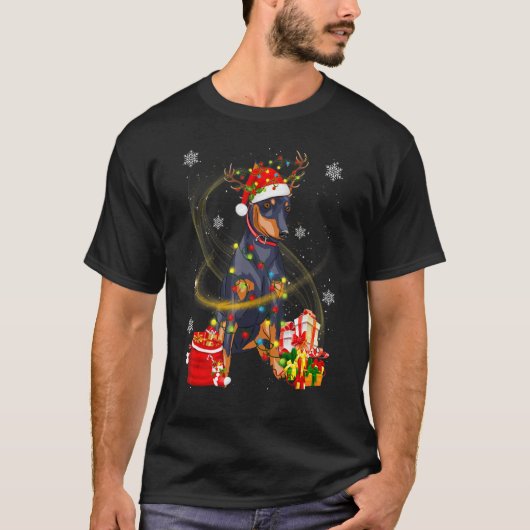 T-shirt Chien Doberman Reindeer Père Noël Chiens de Noël P (Devant)