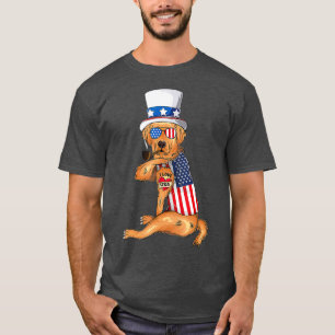T-shirt chien d'or Merica 4 juillet usa