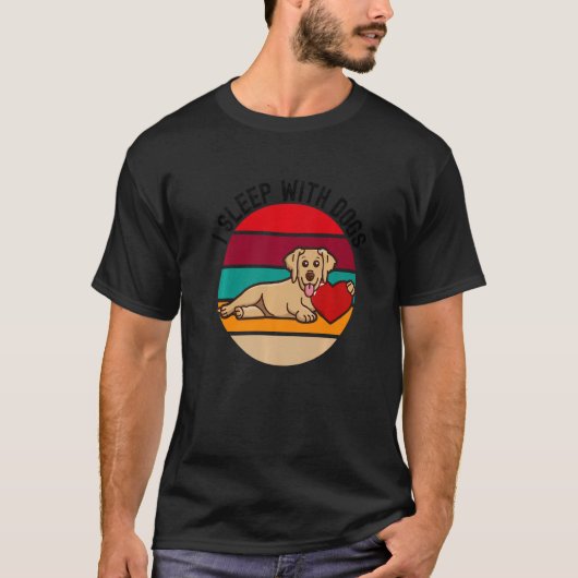 T-shirt Chien Dormir avec Chiens Propriétaire Chien Humour (Devant)